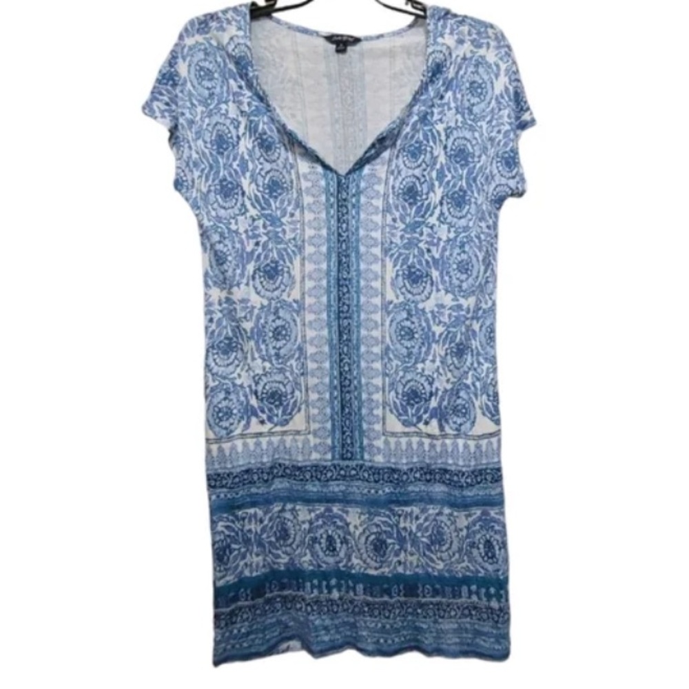 Lucky Brand XS Blue Bandana Short Sleeve Pocket T-shirt Dress New no Tag